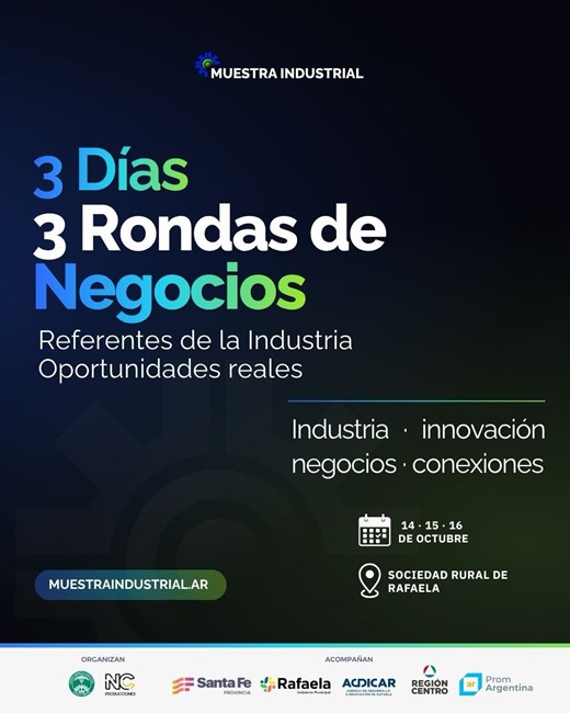 La Muestra Industrial reunirá en Rafaela a grandes compradores y empresas de cinco países