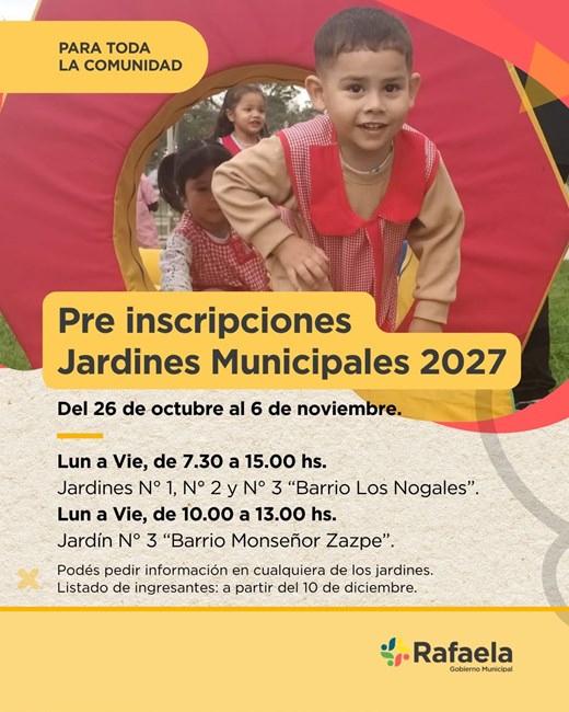 Se abren las preinscripciones para el ciclo 2027 en los Jardines Municipales